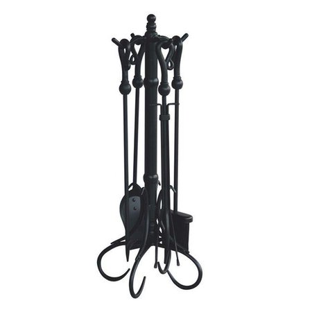 UNIFLAME Uniflame F-1742 5 Piece Black Ornate Fireset with Horseshoe Handles F-1742